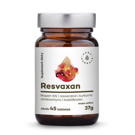 Resvaxan Lycopin 10% Resveratrol Kurkuma Astaxanthin Weihrauch 45 Tabletten AURA HERBALS