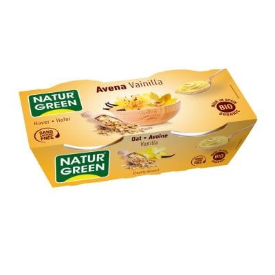Bio-Vanille-Hafer-Dessert von NATURGREEN, 2x125 g, cremiger Haferpudding mit Vanillearoma in natürlicher Verpackung