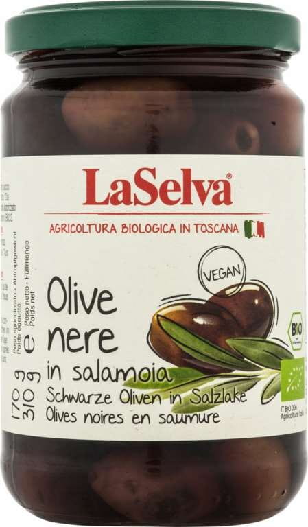 Schwarze Oliven in Salzlake BIO 310 g LASELVA