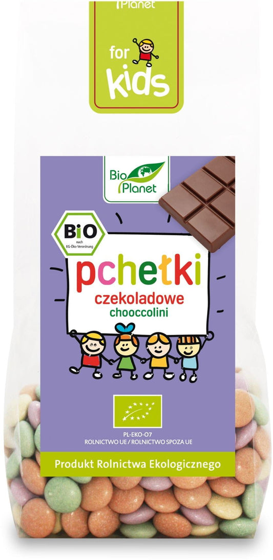 Bio-Schokolade 100 g von BIO PLANET, zart schmelzende dunkle Schokolade mit Bio-Zutaten, sichtbar in der Verpackung