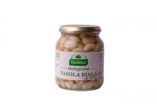 Weiße Bio-Bohnen in Salzlake, EKOWITAL, 360 g / 240 g, frische und gesunde Vorratsdose, Nahaufnahme