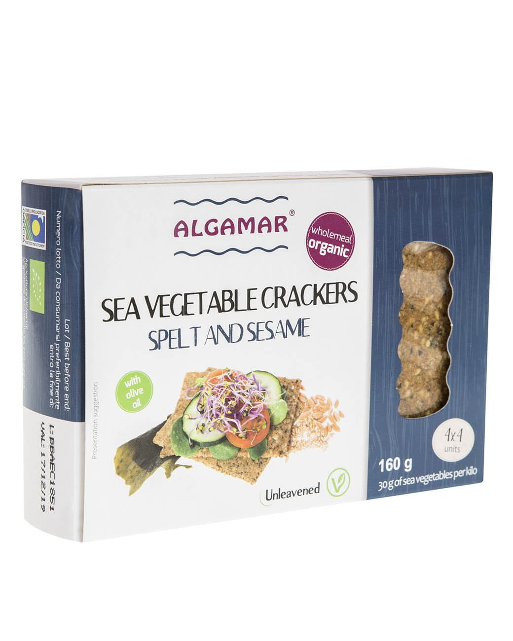 Dinkelcracker mit Sesam und Algen BIO 160 g - ALGAMAR