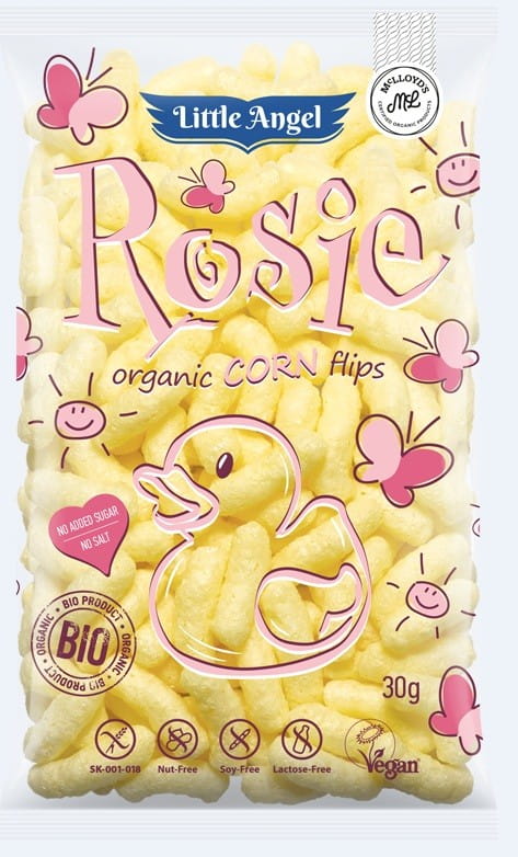 Maischips Tau von LITTLE ANGEL, glutenfrei und BIO, 30 g, für Kinder ab 7 Monaten, in einer transparenten Packung