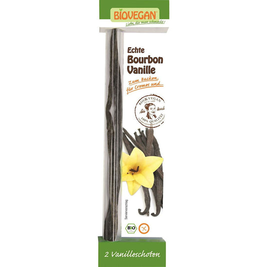 Zwei Bio-Vanilleschoten von BIO VEGAN, frisch und aromatisch, für Backen und Desserts, natürliche Vanillequalität