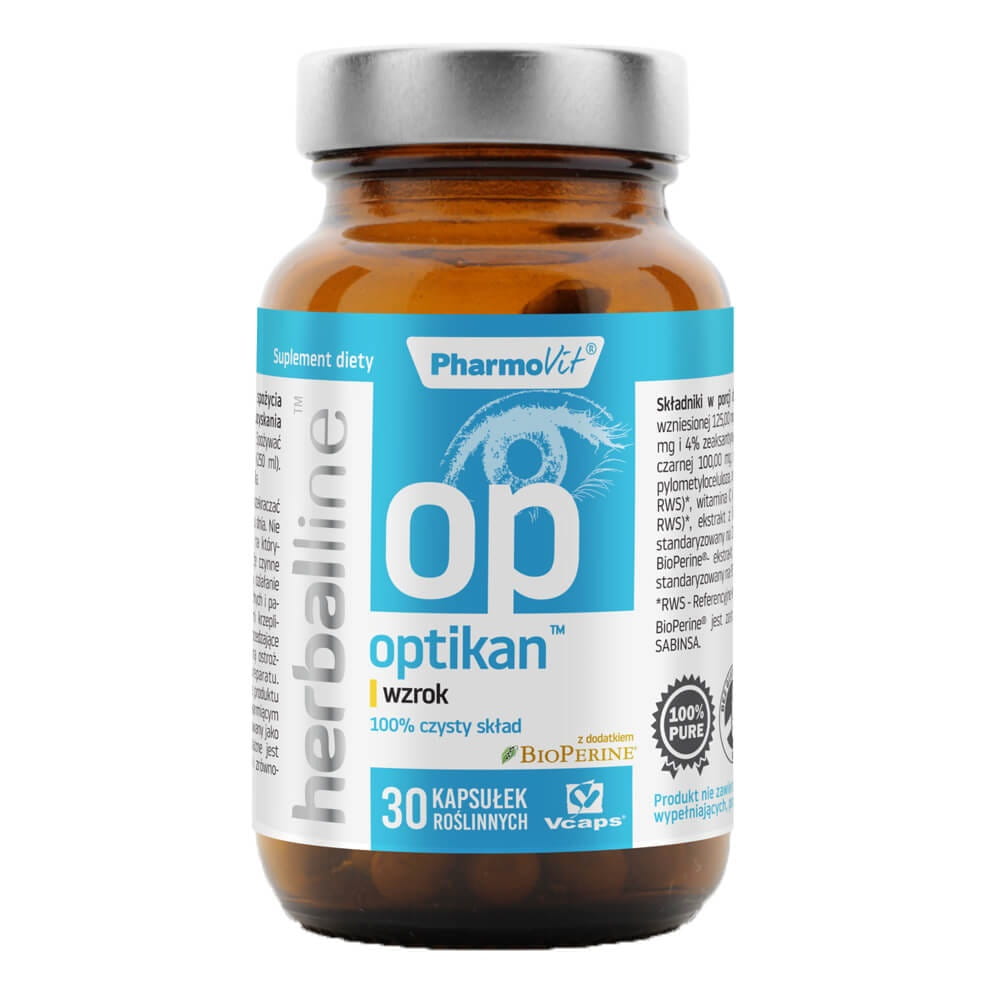 Optikan Sehkraft mit dem Zusatz von Bioperine 30 Kapseln vcaps PHARMOVIT HERBALLINE