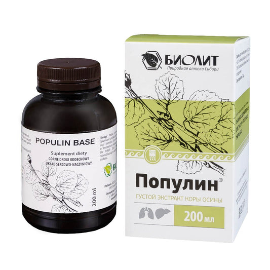 Schwarzpappelextrakt Populin Basis von BIOLIT in 200ml Bio-Qualität, naturbelassen und in einer Flasche präsentiert.