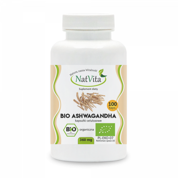 BIO Ashwagandha Kapseln von NATVITA, 360mg, 100 vegane Kapseln, natürliches Adaptogen für mehr Energie und Wohlbefinden