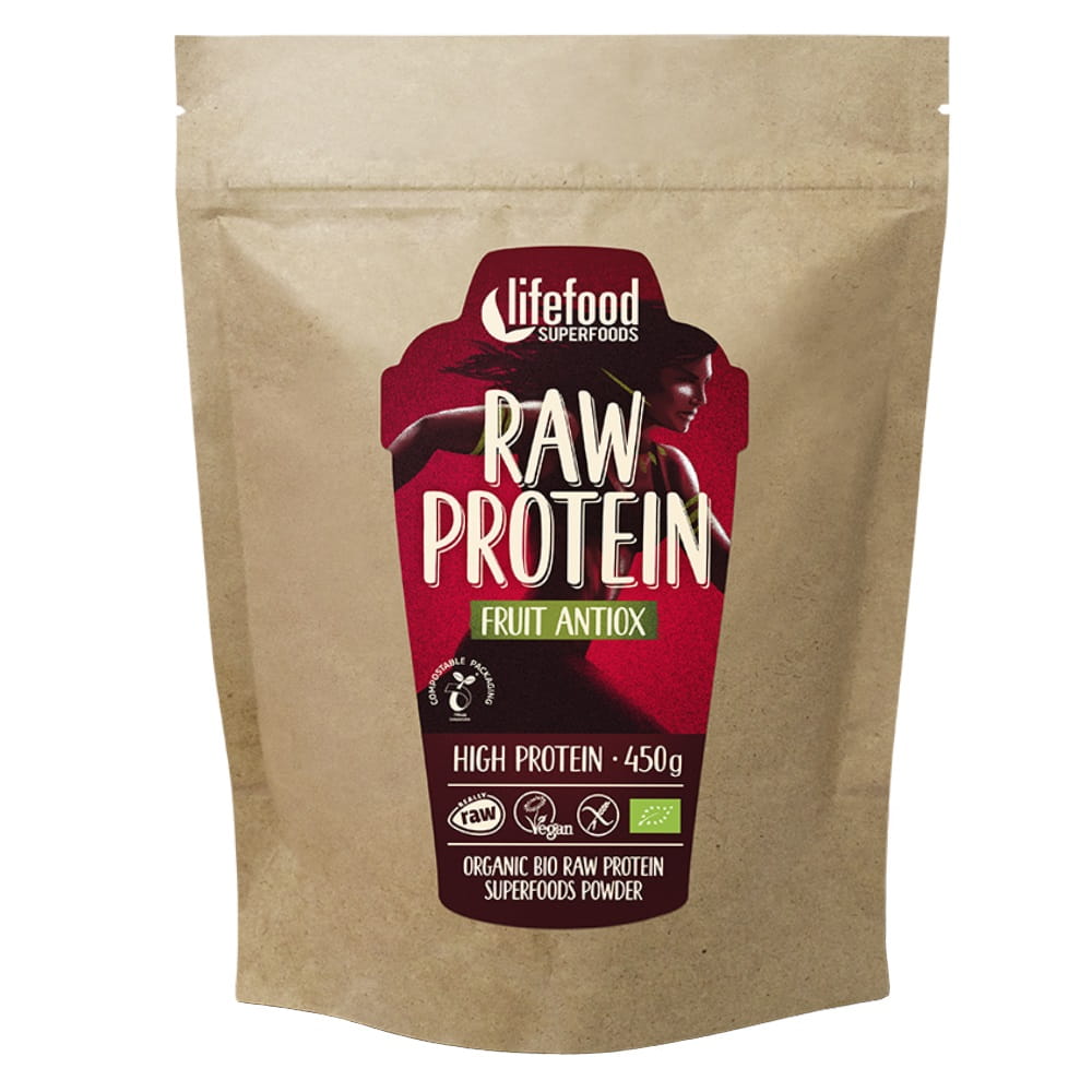 Pflanzliches Protein mit Fruchtgeschmack, roh glutenfrei BIO 450 g - LIFEFOOD