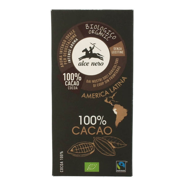 Bittertablette BIO 100% Kakao 50 g - ALCE NERO Hover Image
