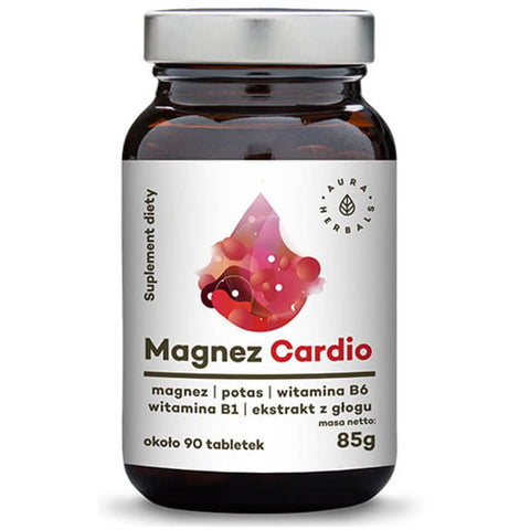 Magnesium Cardio Weißdornextrakt Kalium Vitamin B1 und B6 90 Tabletten 85g AURA HERBALS