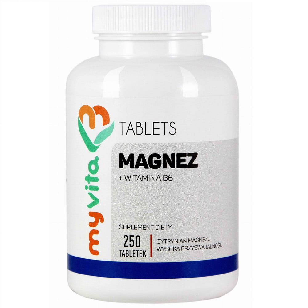 Magnesium Magnesiumcitrat 450mg + Vitamin B6 250 Tabletten MYVITA Huvudsaklig produktbild