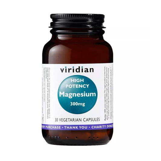 Leicht verdauliche Magnesiumkapseln von VIRIDIAN, 300mg Magnesium in 30 Kapseln, für optimale Muskel- und Nervenfunktion.