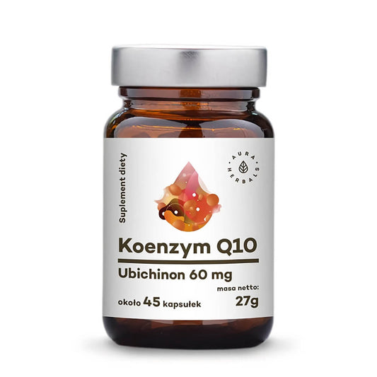 Coenzym Q10 Ubichinon 60mg in 45 Kapseln, AURA HERBALS, Nahrungsergänzungsmittel gegen Energie- und Herzgesundheit