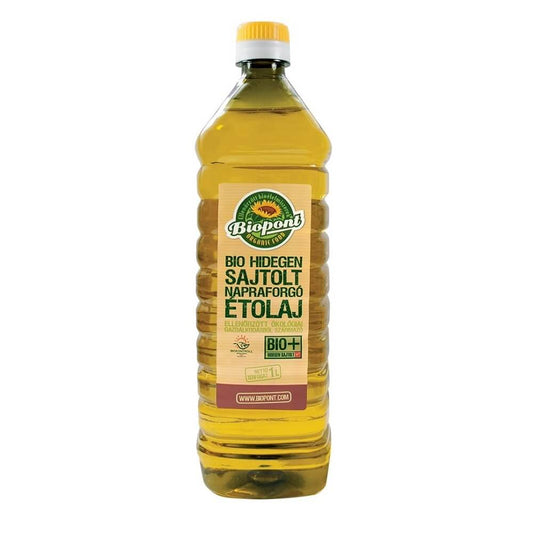Bio Sonnenblumenöl von BIOPONT, entsaftet und ungeröstet, 1000 ml Flasche, frisches und natürliches Pflanzenöl.