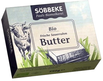 Butter, gewürfelt 82% Fett BIO 250 g - SOBBEKE