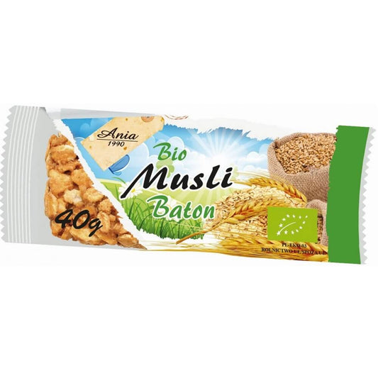 Bio Müsliriegel von BIO ANIA, 40 g, mit Hafer, Nüssen und Trockenfrüchten, als gesunder Snack.