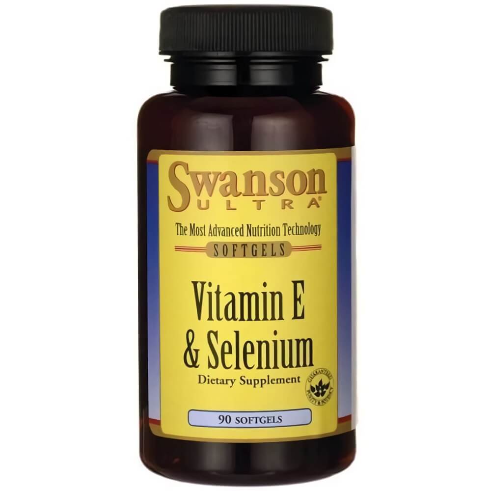 Vitamin E + Selen, Vitamin E + Selen, 90 Kapseln SWANSON Fő kép