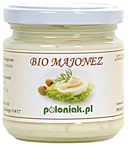 Bio Eiermayonnaise von POLONIAK in 180 ml Flasche, cremige Mayonnaise mit Bio-Eiern, ideal für Salate und Sandwiches
