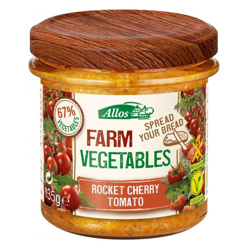 Gemüsepaste mit Kirschtomaten und Rucola glutenfrei BIO 135 g - ALLOS मुख्य छवि