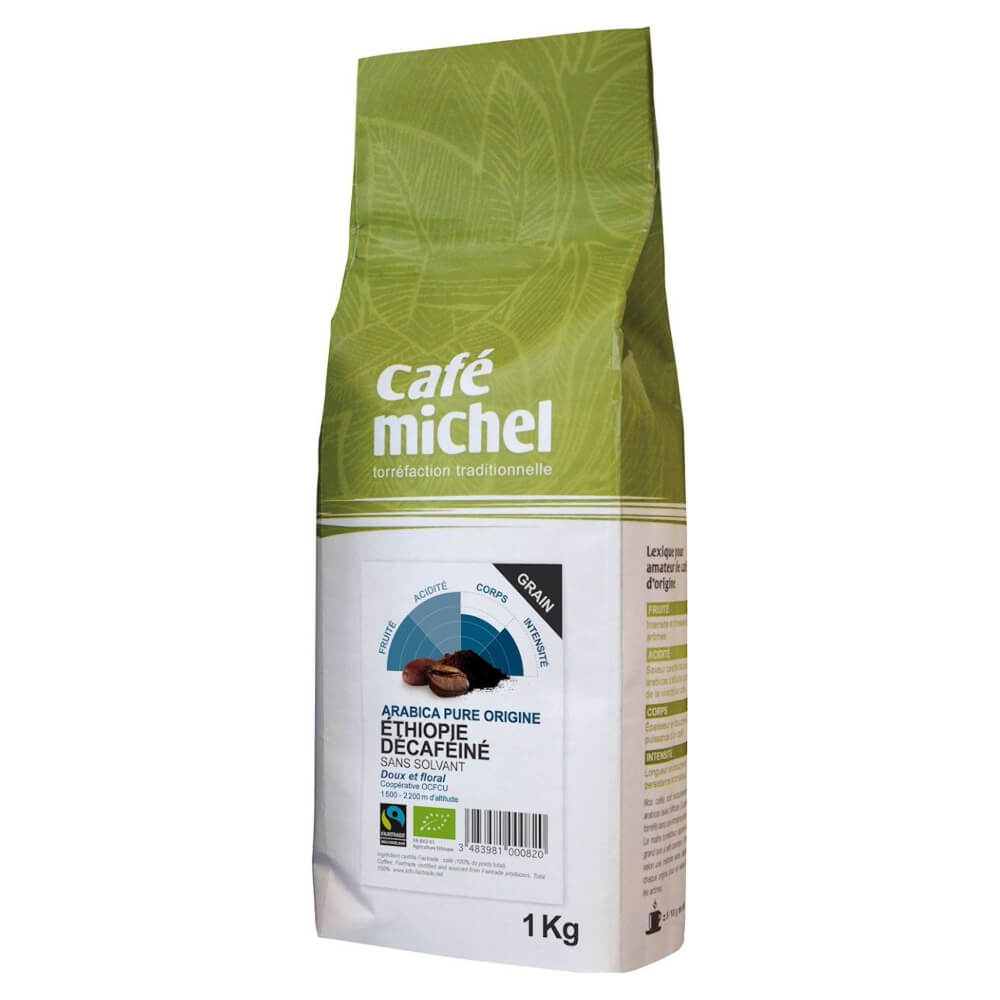 Kaffeebohnen entkoffeinierter Arabica Äthiopien fairer Handel BIO 1 kg - CAFE MICHEL