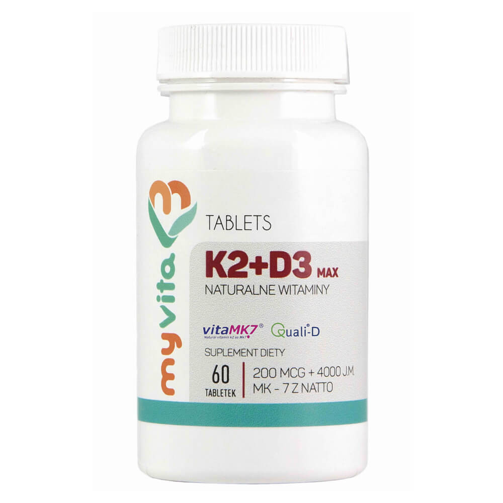 Vitamin K2 MK - 7 K2MK7 max 200mcg + D3 4000iu 60 Tabletten MYVITA