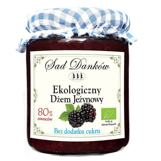 Bio Brombeermarmelade von SAD DANKÓW in 260 g Glas, fruchtige Marmelade mit dunkler Brombeerfarbe und frischem Aussehen