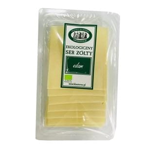 Bio Edamer Käse in Scheiben von PRODUKTY KLASZTORNE, 125 g, mit cremiger Textur und typischem Geschmack.