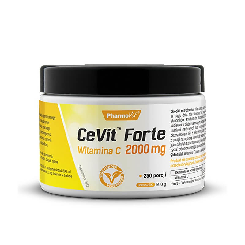 Hochdosiertes Vitamin C Pulver von PHARMOVIT, 2000mg pro Portion, 250 Portionen, 500g Dose, für gesundes Immunsystem