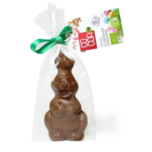 Kokosschokoladenhase BIO von COCOA, 55 g, aus Kokos- und Kakaomischung, detailreiche Schokoladenfigur mit Hasenform