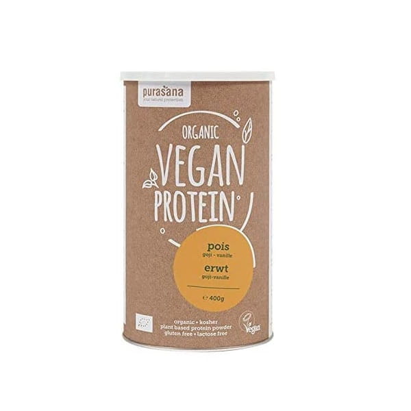 Erbsenprotein, Goji-Geschmack und Vanille laktosefrei glutenfrei BIO 400 g - PURASANA Hauptbild
