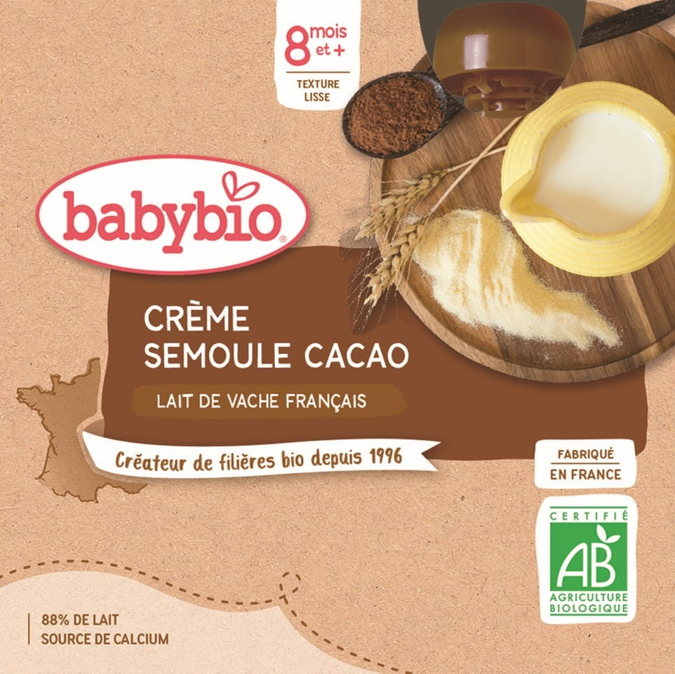 Milchdessert mit Kakaogrieß ab dem 8. Monat BIO 4x85 g BABYBIO