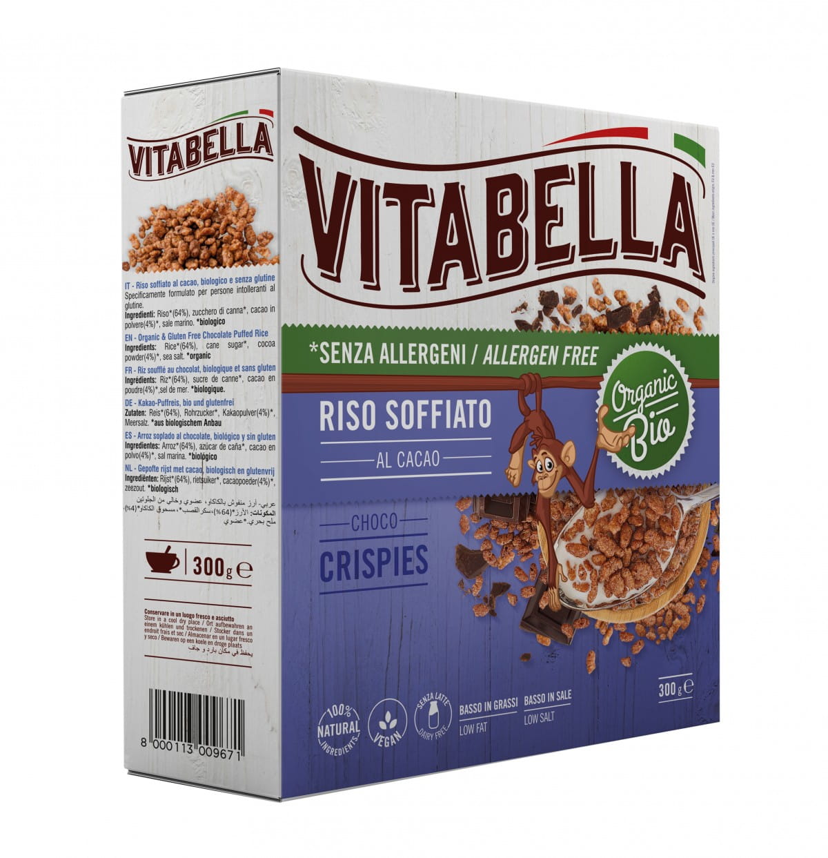 Glutenfreies Schokoladen-Reis-Müsli mit Reis BIO 300 g VITABELLA Immagine principale del prodotto