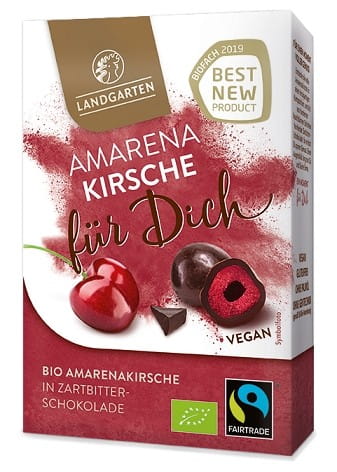 Gefriergetrocknete Amarenakirschen in Zartbitterschokolade von BIOPLANET, fair gehandelt, glutenfrei und BIO, 90 g