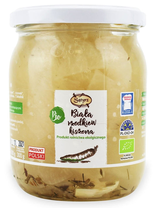 Eingelegter weißer Rettich BIO von biogo, 500 g, in Glasbehälter, frischer und natürlicher Geschmack, perfekt für Salate und Snacks
