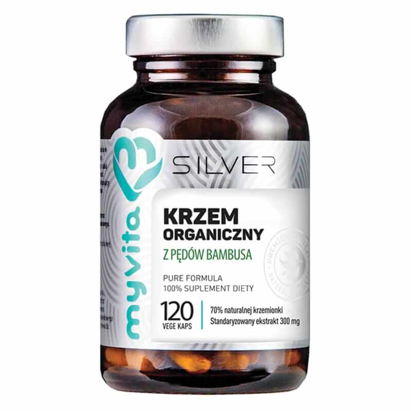 Organisches Silizium aus Bambussprossen 70 % natürliche Kieselsäure standardisierter Extrakt 300 MG 120 Kapseln MYVITA SILVER PURE Pääkuva