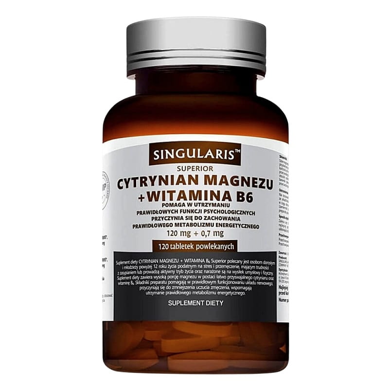 Magnesiumcitrat 120 MG + Vitamin B6 07 MG 120 SINGULARIS Tabletten Huvudsaklig produktbild