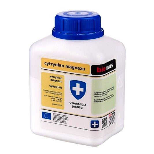 Magnesiumcitrat Pulver von BIOMUS in 250g Packung, feines weißes Pulver für Nahrungsergänzung, Nahaufnahme