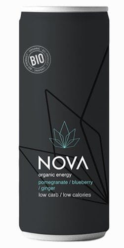 Bio-Energydrink mit Granatapfel, Heidelbeere und Ingwer in 250 ml Flasche von NOVA, erfrischend und aromatisch.