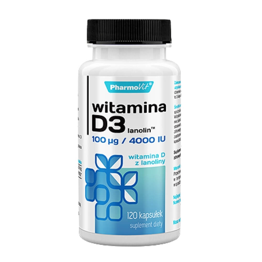 Vitamin D3 Kapseln von PHARMOVIT, 120 Stück, hochdosiert mit 100 µg (4000 IU) für gesunde Knochen und Immunsystem.