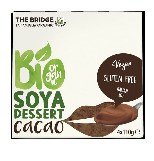 Sojabohnendessert mit Kakao von THE BRIDGE, 4x110g, biologisches EKO-Produkt, cremiges Soja-Dessert mit Kakaogeschmack