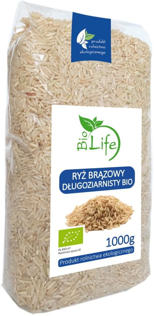 Brauner Langkornreis von BIO LIFE in 1 kg Packung, ungekocht, mit langer Körnung, biologisch angebaut.