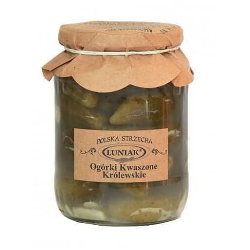 Eingelagerte Gurken von LUNIAK in 870g Glas, frisch und knackig, ideal für Salate und Beilagen.