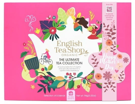 Set mit 48 rosa Bio-Tees in 94 g Verpackung von ENGLISH TEA SHOP, organisch und aromatisch.