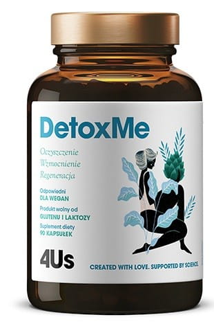 Vitamin- und Mineralstoffkapseln von 4US HEALTHLABS, Detoxme 90 Kapseln, close-up der weißen Kapseln in der Verpackung