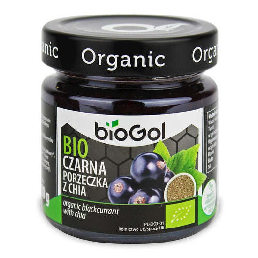 Schwarze Johannisbeere mit Chia Samen, BIOGOL, Bio-Qualität, 200 g, frische schwarze Beeren mit Chia in einer Packung