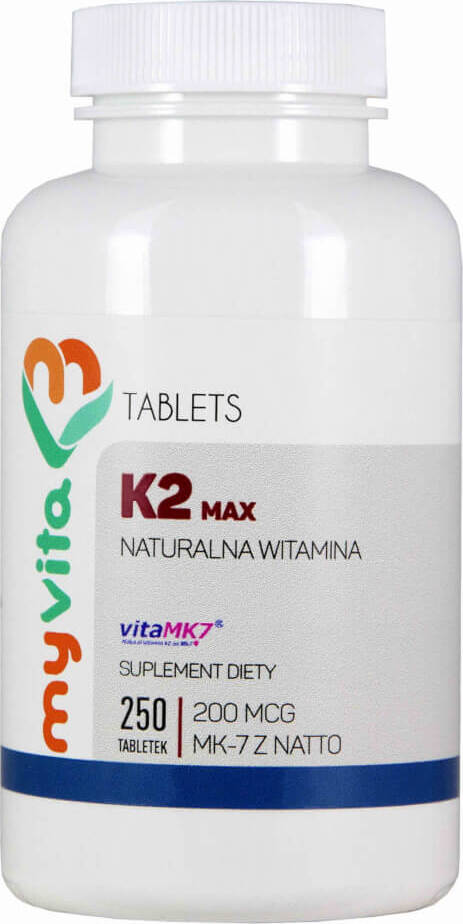 Vitamin K2 MK - 7 K2 MK7 max 200mcg mit Natto K2MK7 250 Tabletten MYVITA