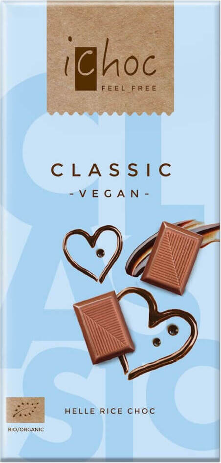 VIVANI Ichoc-Kuvertüre auf Reisdrink, Bio, 80 g, cremale vegane Schokolade in flexibler Verpackung