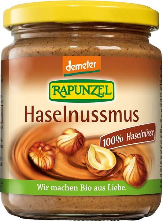 Bio Haselnusscreme von RAPUNZEL in 250 g Glas, cremige Nussbutter mit Haselnüssen und natürlichem Geschmack.