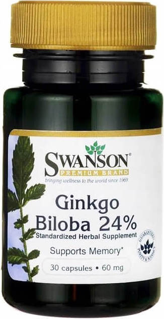 Japanischer Ginkgo-Biloba-Extrakt 24 % 60 mg 30 Kapseln SWANSON Immagine principale del prodotto