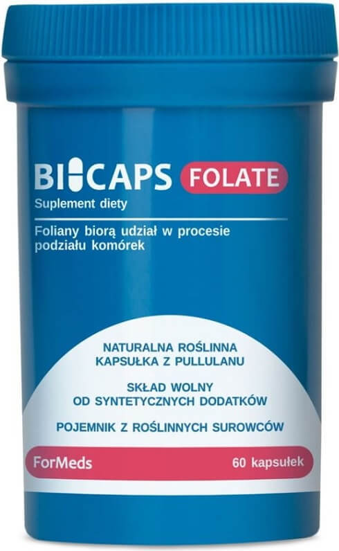 BICAPS Folsäure 2905 mg FORMEDS Kapseln, 60 Portionen, vitaminreiche Nahrungsergänzung in blauer Verpackung